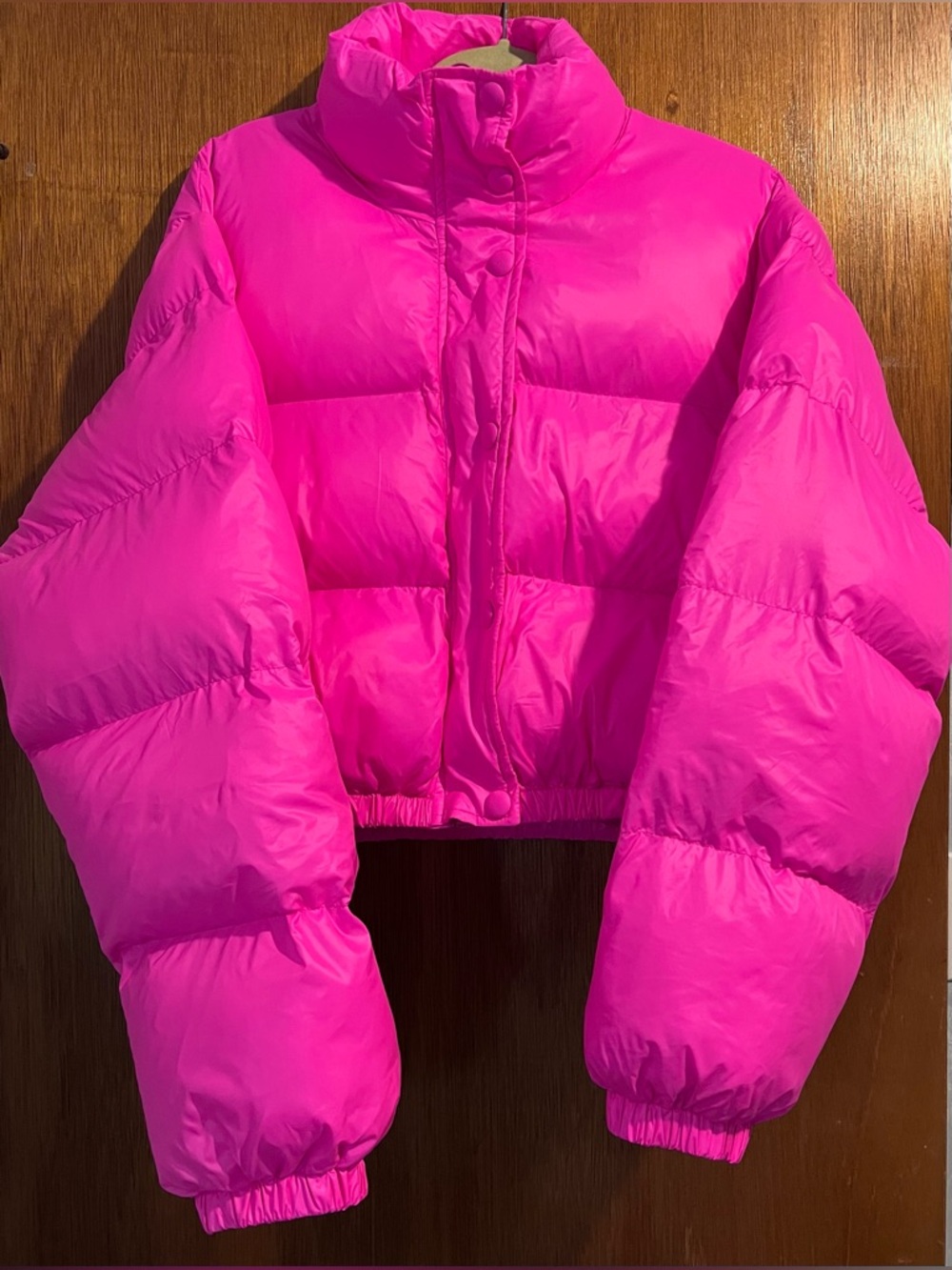 Oliviaceous Lizzy Hot Pink Cropped Puffer Jacket Size Large New With Tags